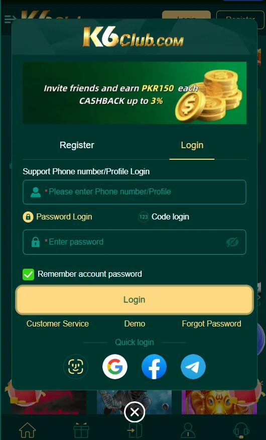 k6club login